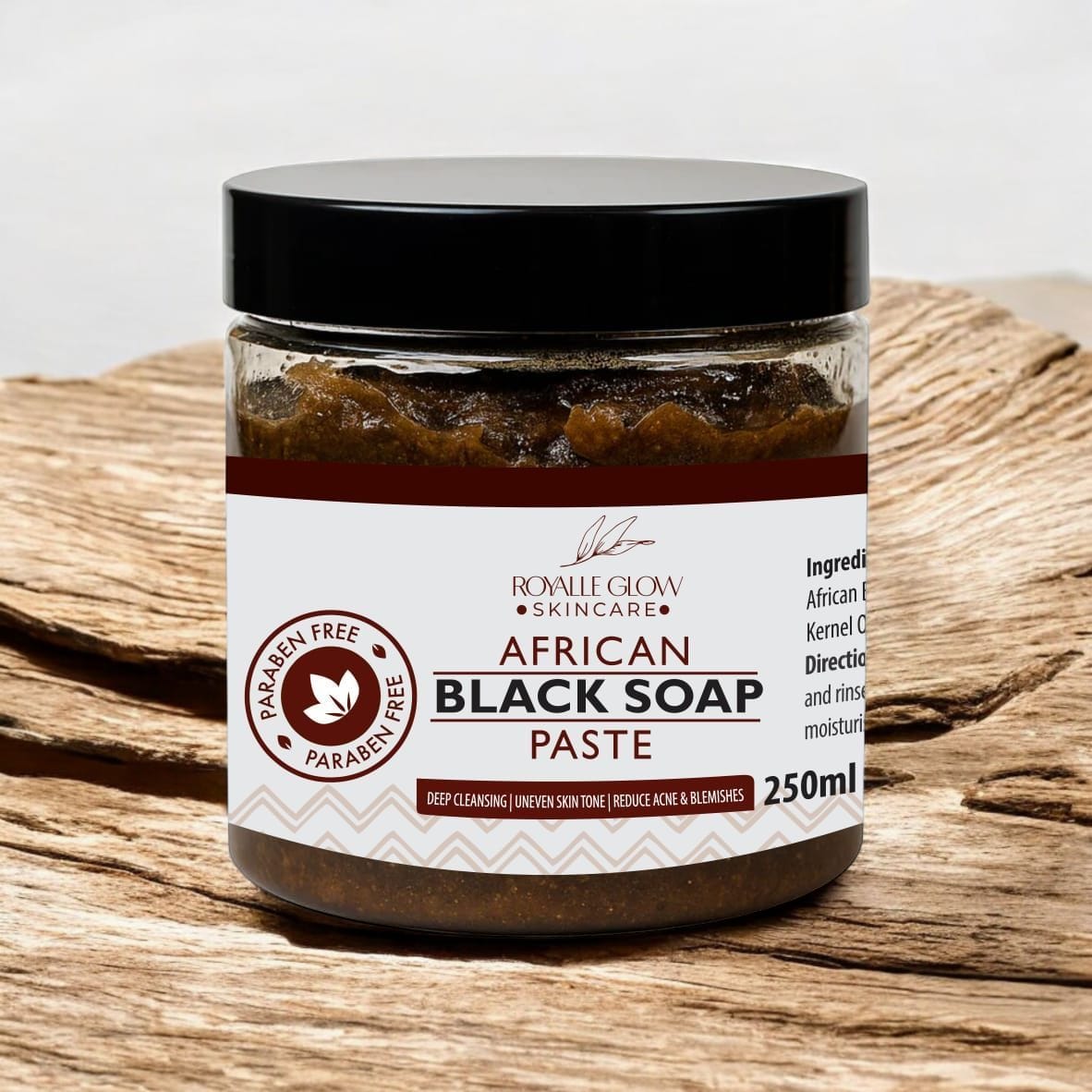 Royalle Glow Skincare African Black Soap Paste 250ml