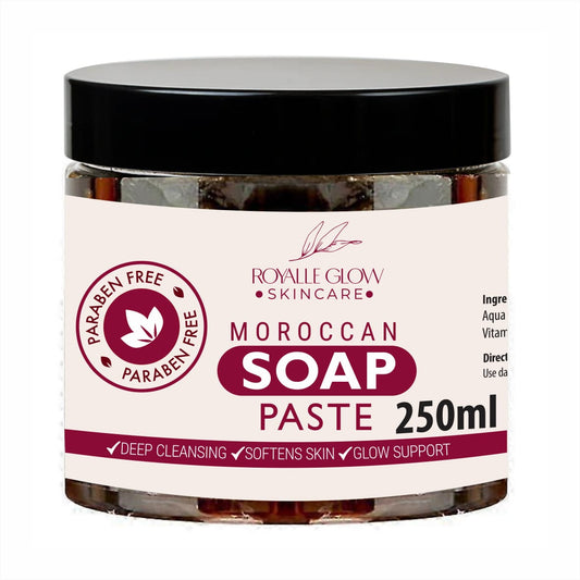 Royalle Glow Skincare Moroccan Black Soap Paste for Soft Smooth Skin 250ml
