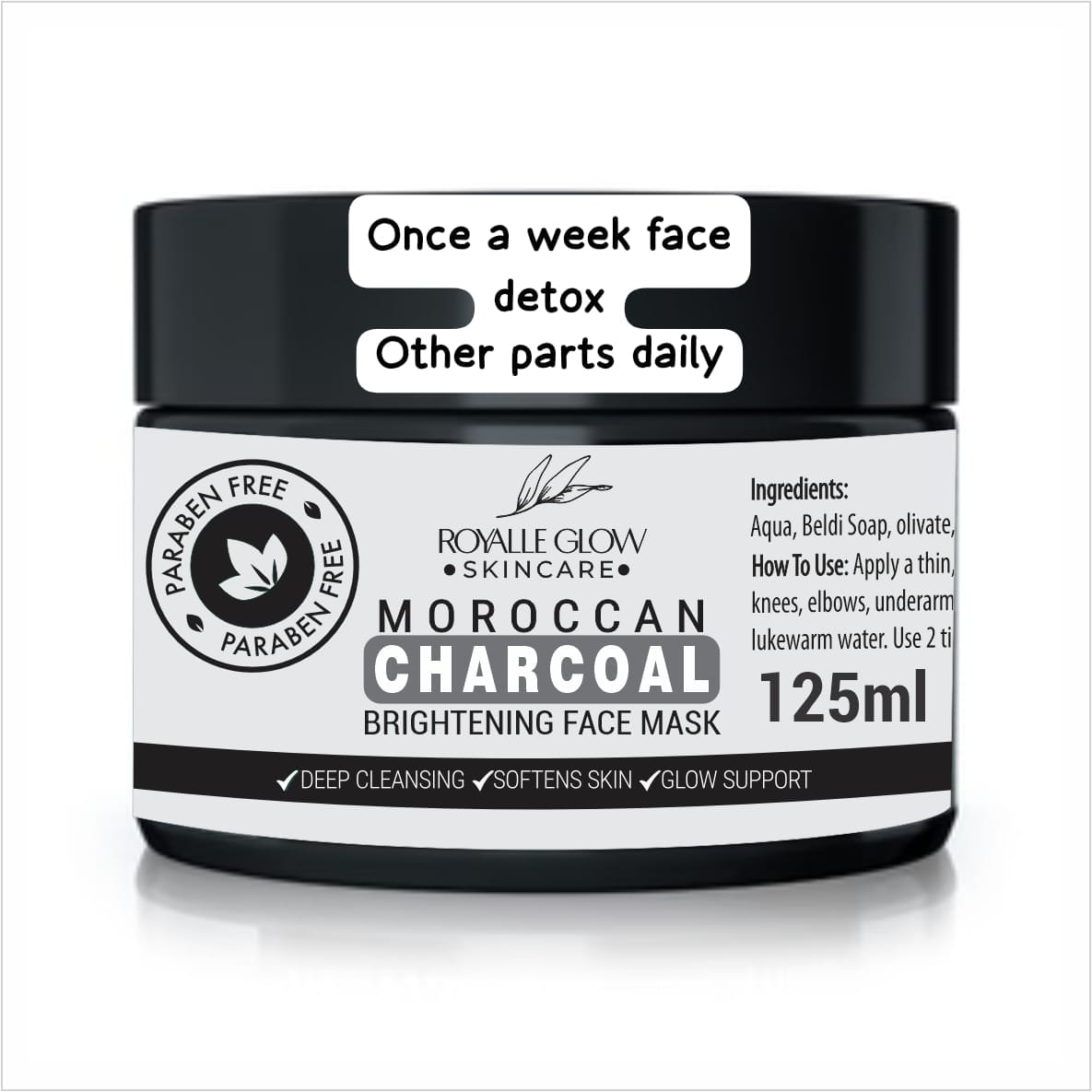 Moroccan Charcoal Brightening Face Mask 125ml