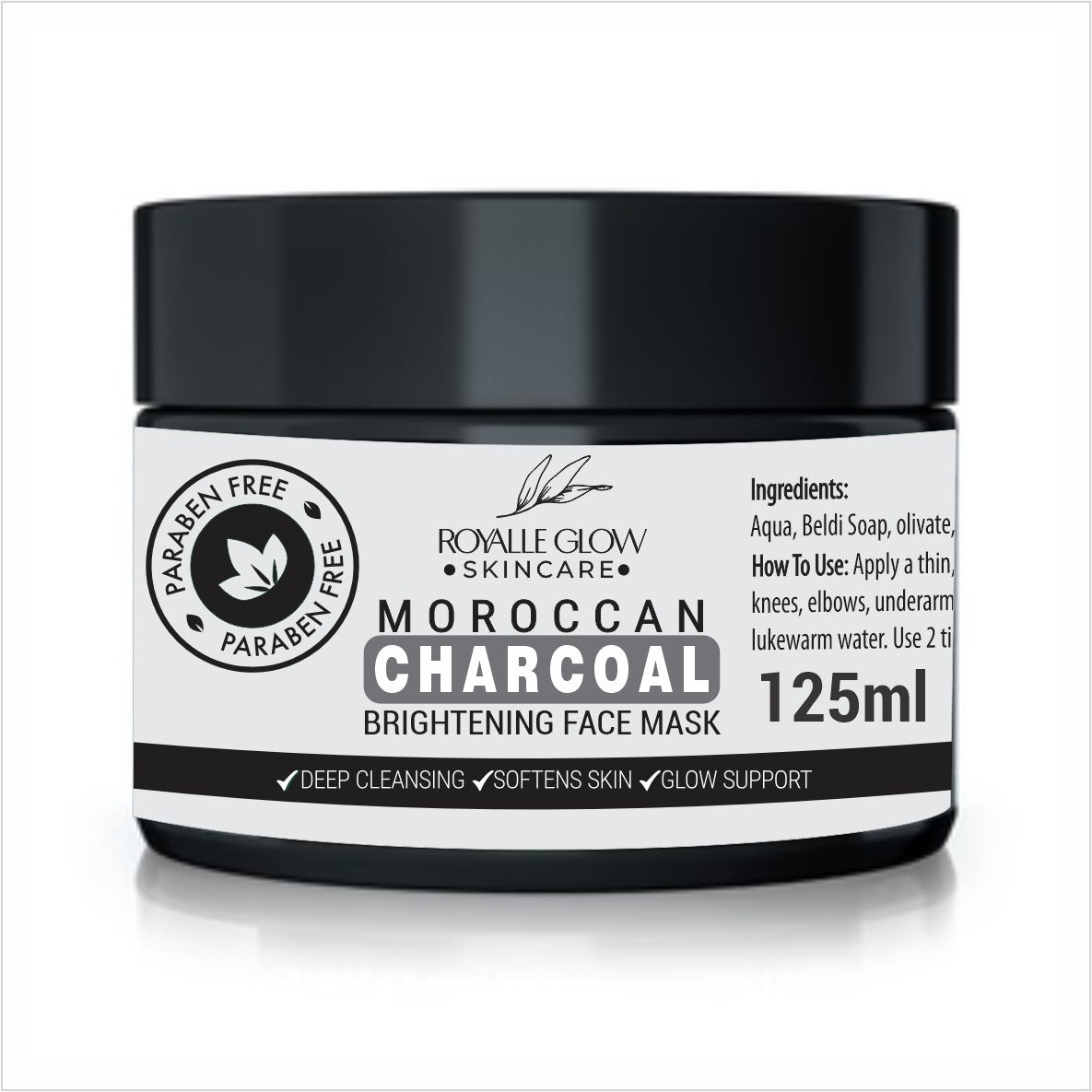 Moroccan Charcoal Brightening Face Mask 125ml