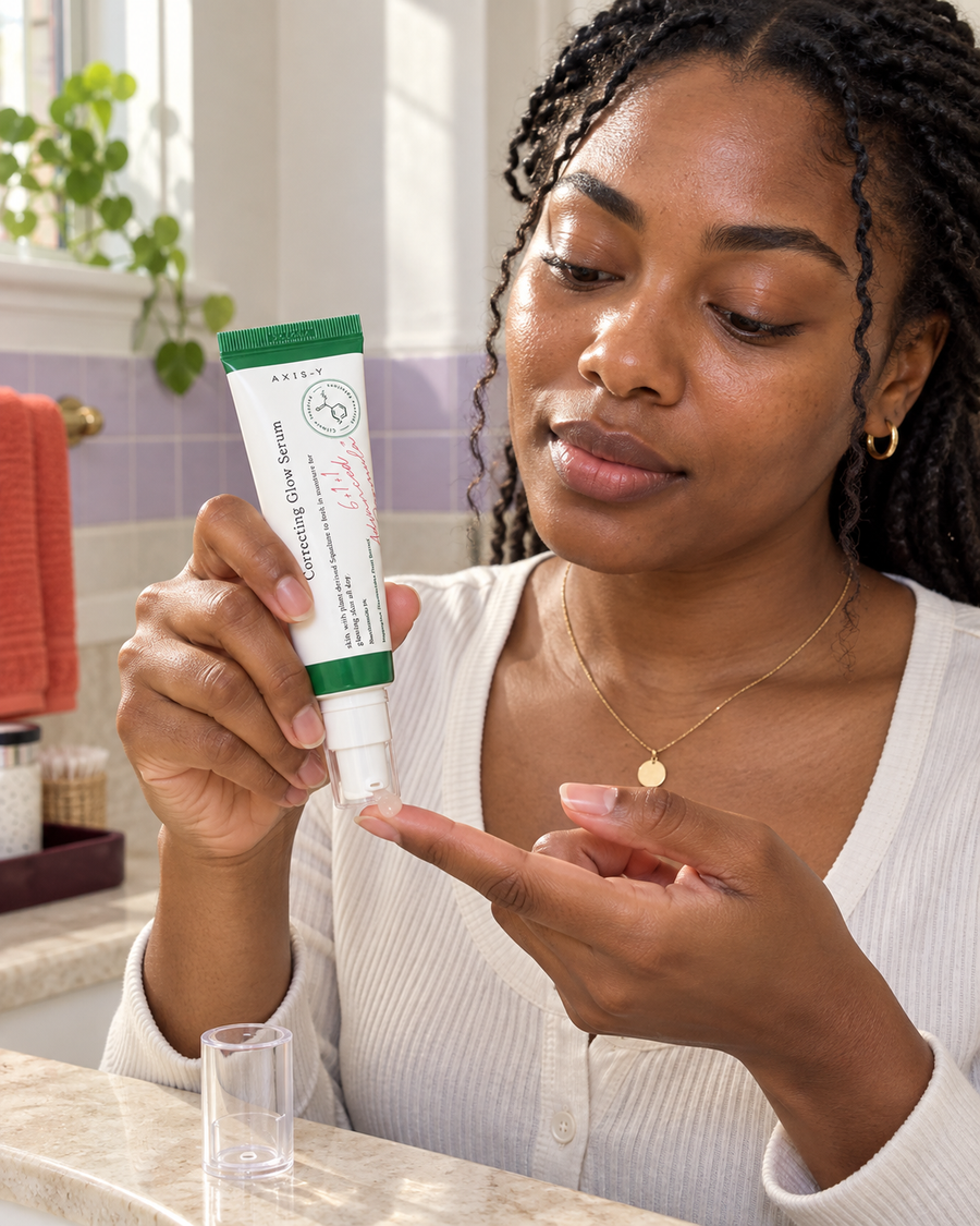 Axis-Y Dark Spot Correcting Glow Serum 50ml in an everyday setting